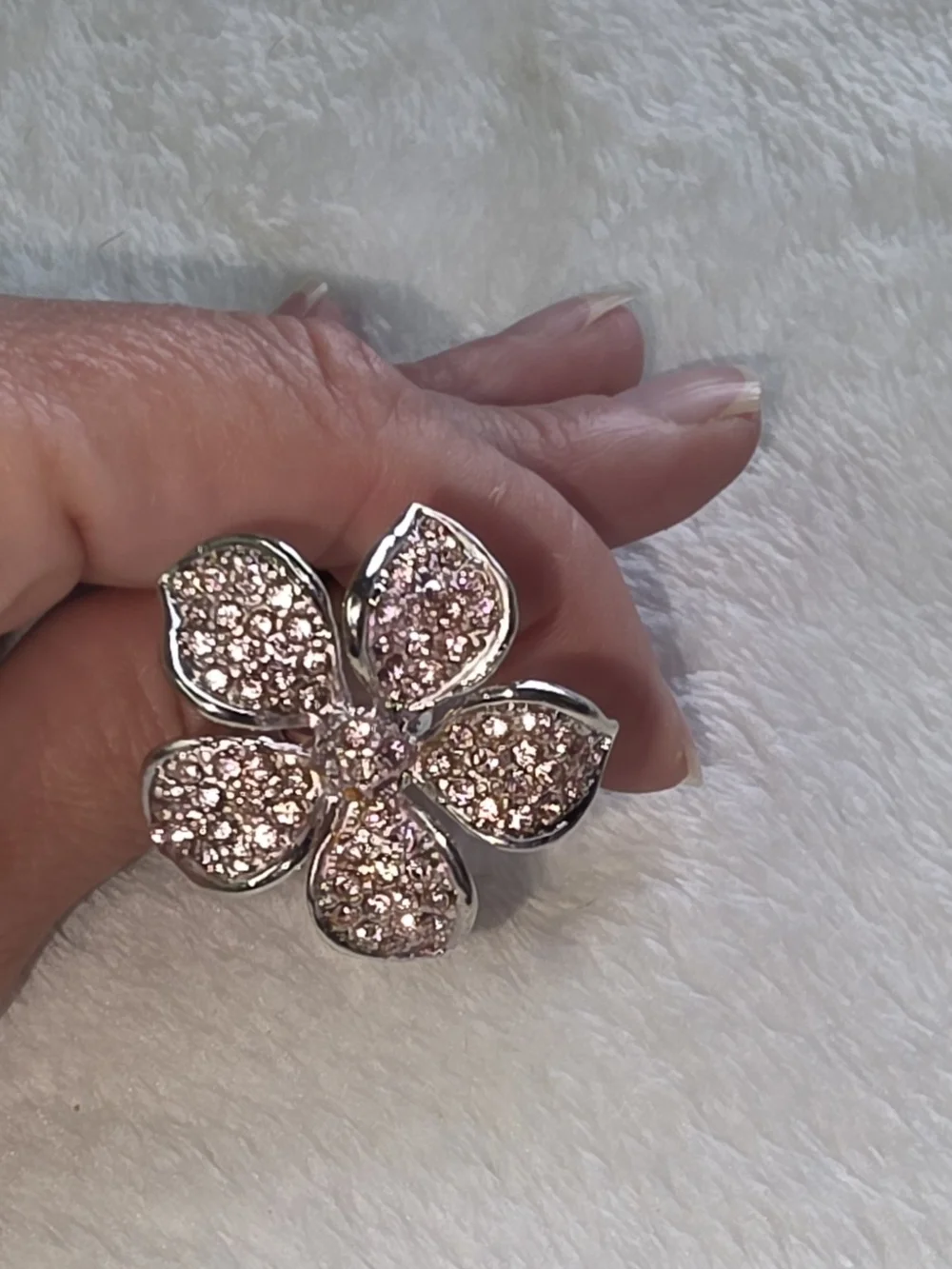 Sparkling Pink Crystal Flower Hair Pin Set Of 12